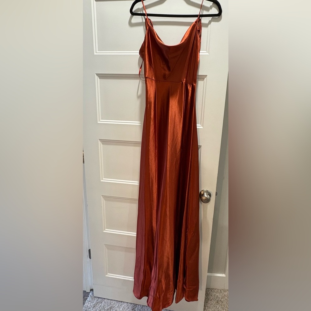 May Queen Rust Satin Dress